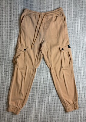 Wesc Unisex Size S/M Tan Slim Utility Joggers Drawstring Button Pockets Stretch