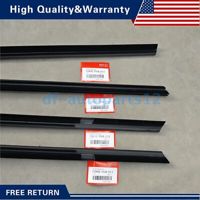 New 4Pcs Window Moulding Weatherstrip Black Fits For Honda Insight 2010-2014