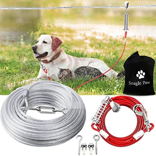 Dog Tie Out Runner for Yard,Trolley System for Large Dogs,Heavy Duty 