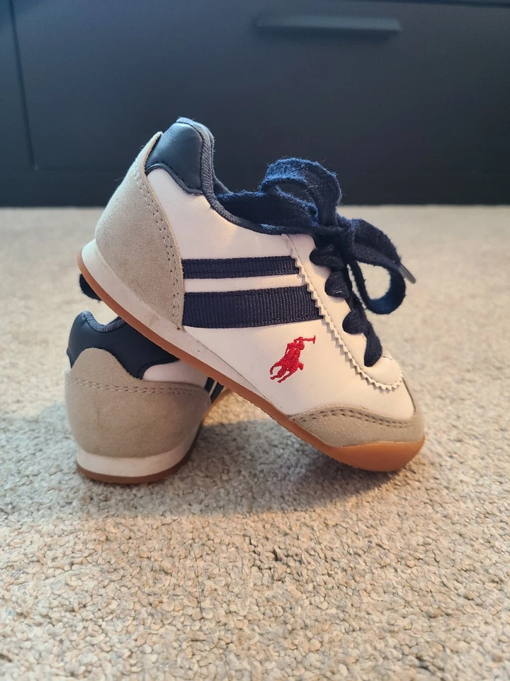 Ralph Lauren Polo Blanco Azul Rojo Zapatilla Niños Talla 6 Foto 3 de 4