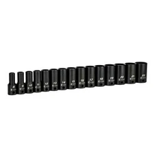 Capri Tools 3/8 in. Drive Semi-Deep Impact Socket Set, 6-Point, Metric, 15-Piece