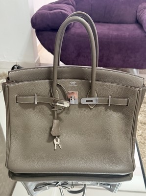 HERMÈS Birkin SHW Tote 35 CLEMENCE LEATHER