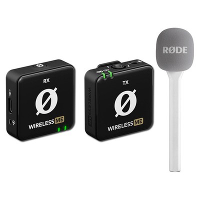 Rode Wireless ME Mic System + Interview GO White Handheld Adaptor + Windshield
