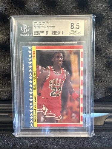 1987-88  Michael Jordan Sticker #2 Card Graded BGS 8.5 NM-MT+ Looks Better!