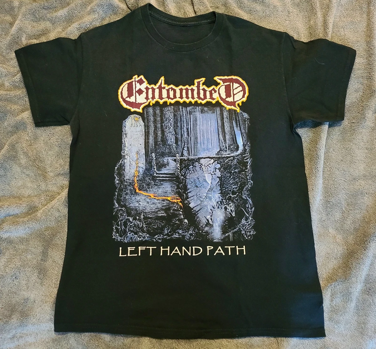 Entombed Logo Maglietta Uomo - T-Shirt In Cotone 100% - Nero - Vestibilità Fashion