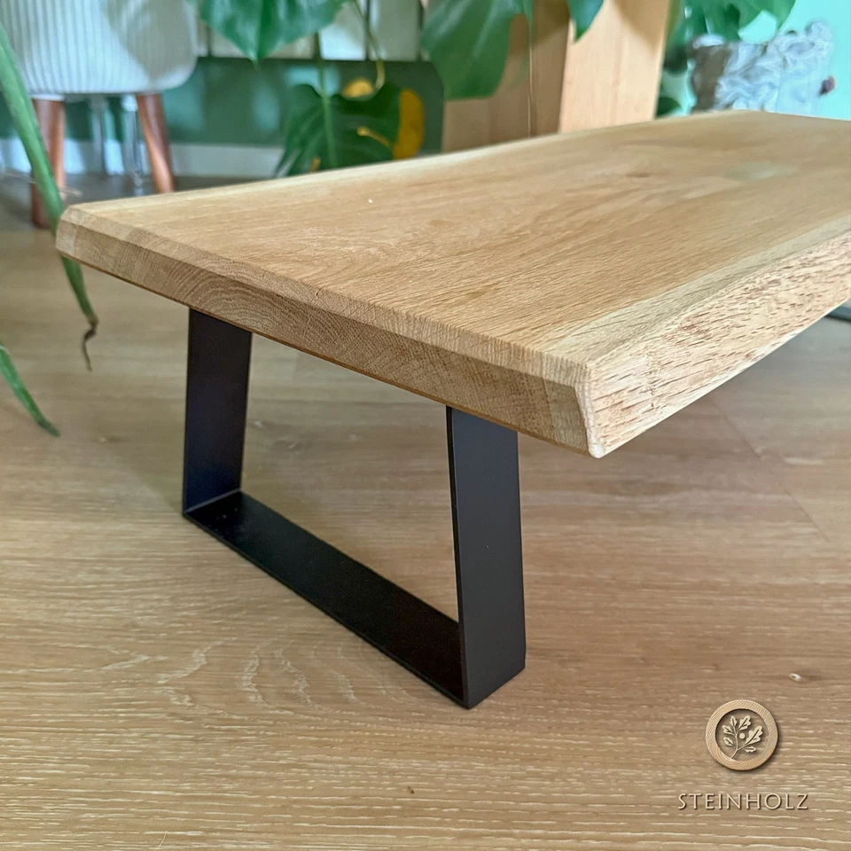 Blumenbank aus Eiche mit Baumkante und Designerbeinen – robust, elegant & vielss - Bild 2 von 4