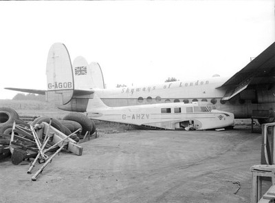 Airspeed Consul, G-AHZV, at Stansted, in 1957, LARGE size NEGATIVE