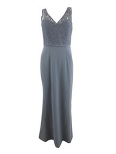 Adrianna Papell Women's Illusion Lace Gown (2, Dusty Blue) 652933983426