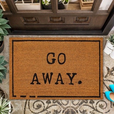 2D Go Away Humorous Welcome Doormat Anti-Slip Rubber Back Floor Mat 