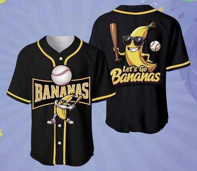 Collection Savannah Bananas Baseball Jersey Team AOP 3D Black BTT396