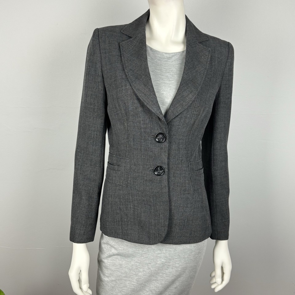 Papaya Size 10 Button Up Blazer Jacket Grey Pockets Shoulder Pads Women Work