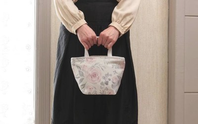 Printed Fabric Mini Tote Bag 18×14×13cm (Rose Esprit)