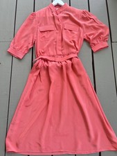 Vintage CASI Peach Orange Front Pockets Belted 100% Silk  Women?s Dress Sz 10