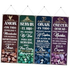 Church Banners with Scripture - 4PCS Church Banners for Sanctuary Spanish