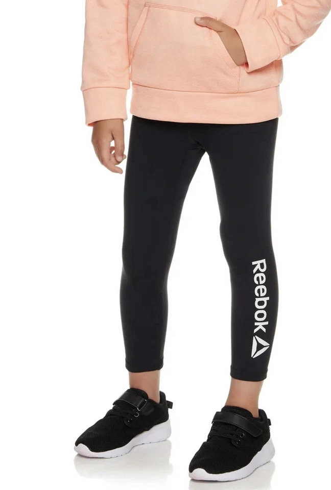 Legging ajustado elástico negro grande 10-12 Reebok Active Core para niñas Foto 3 de 4