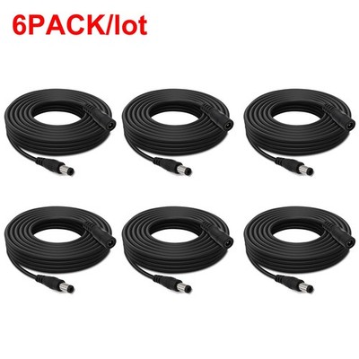 32ft 5.5mm x 2.1mm DC Power Extension Cable Male Female Cord for IP Camera 6pack
