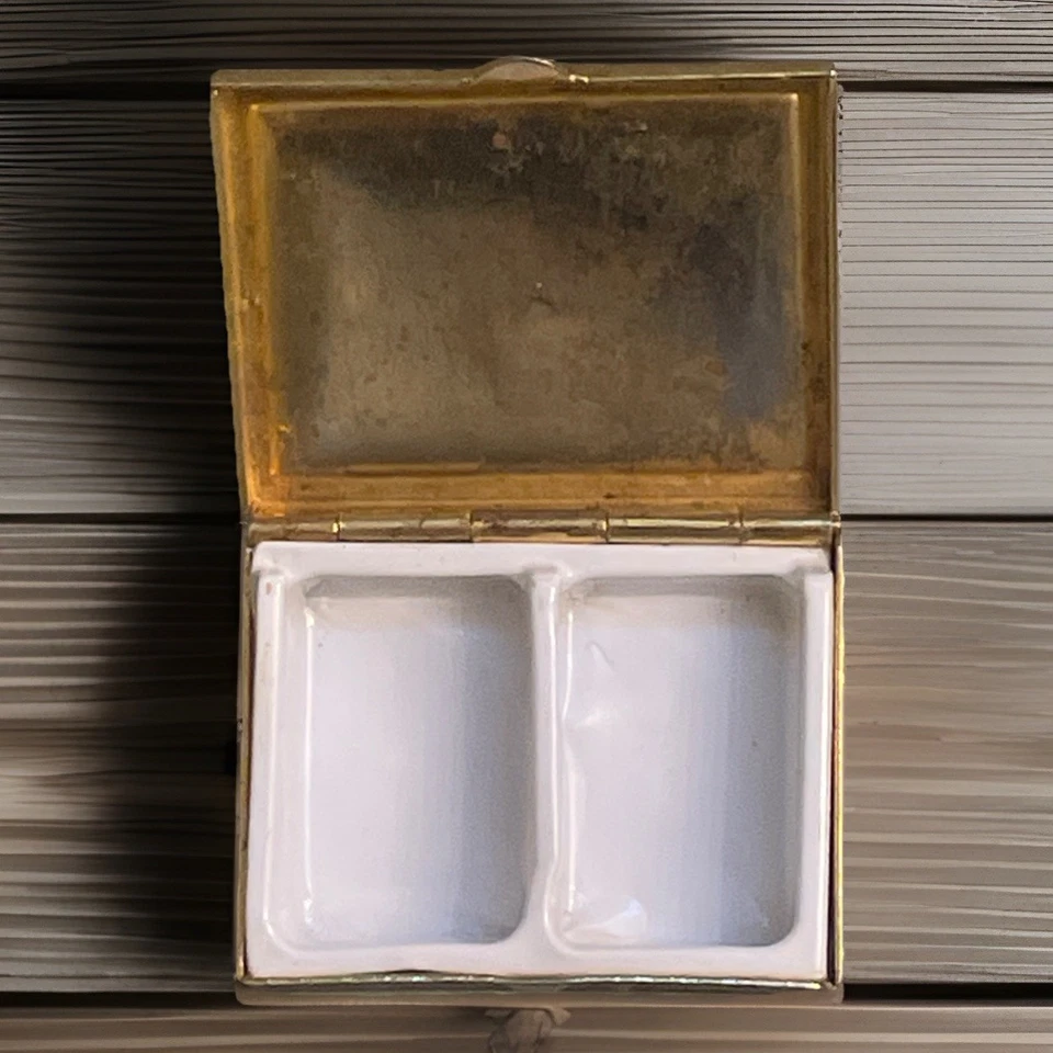 Pastillero vintage de diseño Etienne Aigner cuero granate 2 compartimentos baratijas Foto 4 de 4