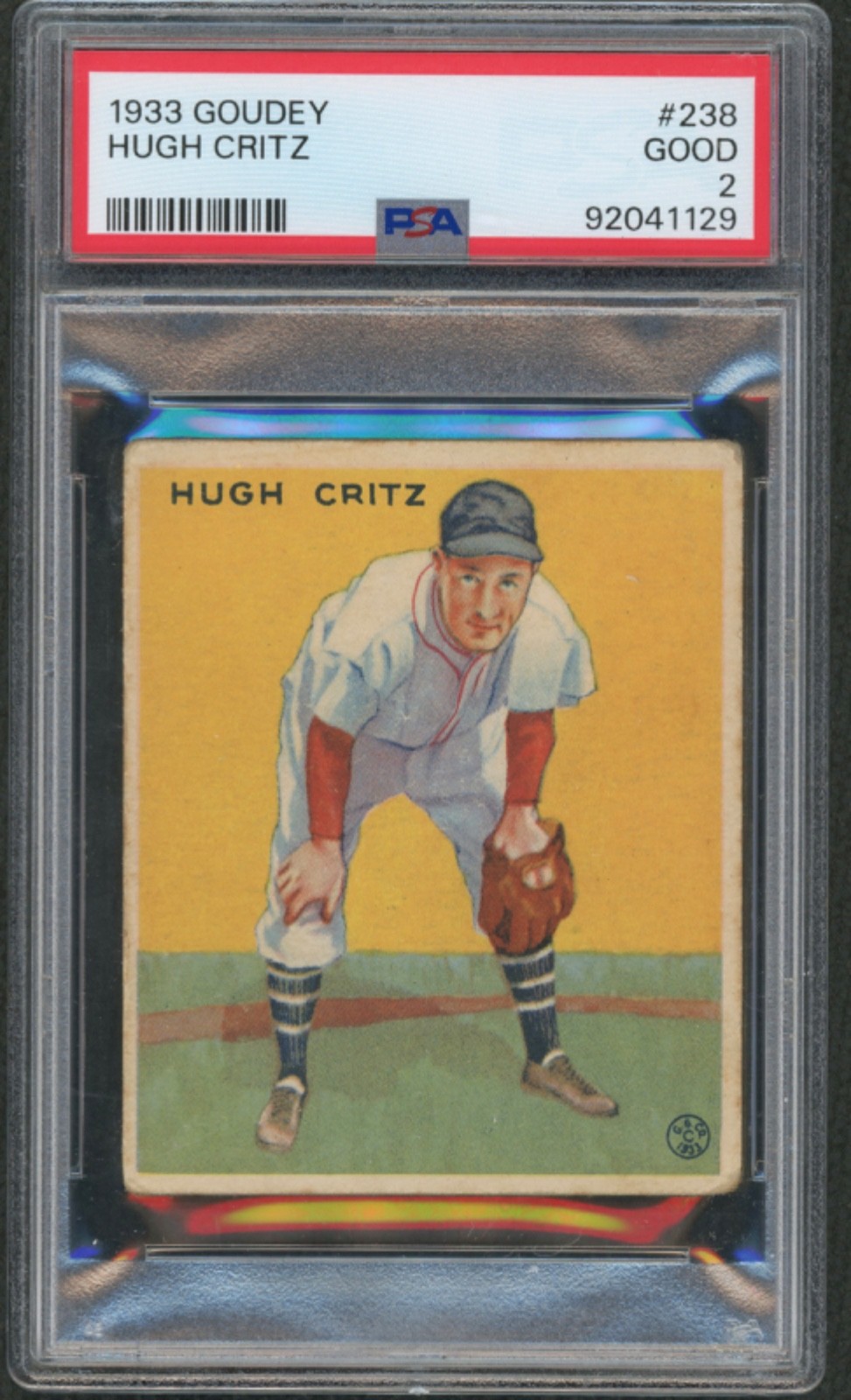1933 Goudey #238 Hugh Critz xx New York Giants PSA 2
