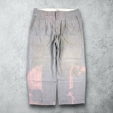 Vintage 50s Gabardine Rayon Striped Pleated Faded Trouser Pants Sz 32 Drop Loop