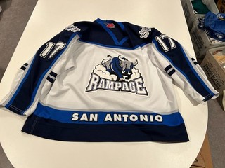 original 2004 05 ROB GLOBKE SAN ANTONIO RAMPAGE AHL HOCKEY GAME WORN JERSEY