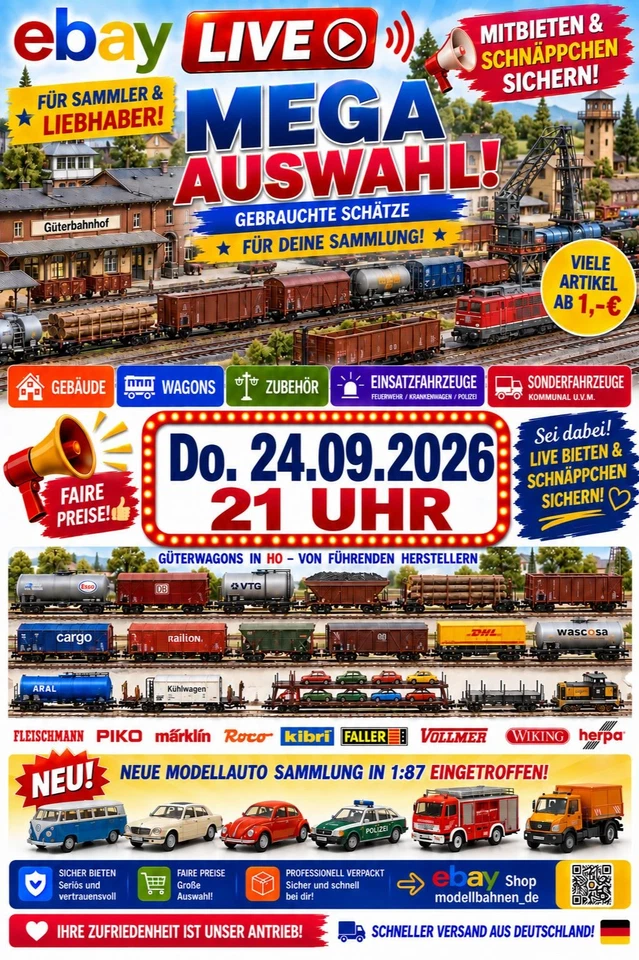 Gebrauchte H0 Modelleisenbahnen, H0 Wagons, Zubehör N/H0, Modellautos 1:87