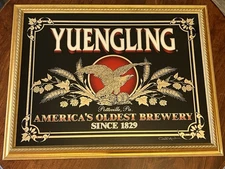 Yuengling Beer RARE Sign Large Mirror Black W/ Gold Frame Mancave Home Bar Decor