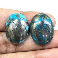 2 Pcs Natural Turquoise 21-22mm Blue Cabochon Loose Untreated Gemstones Lot