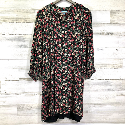#ad #ad Draper James Womens Black RSVP Floral Lined Long Slv Midi Dress Size XL $25.95