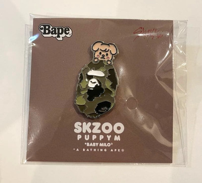 A Bathing Ape Bape x Stray Kids Skzoo PuppyM Seungmin Metal Pin Kpop New From JP