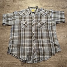 Vintage ELY Cattleman Shirt Mens XL Plaid Pearl Snap Cowboy Western Adult Rodeo