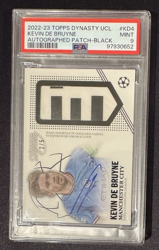 2022 Topps Dynasty UEFA Black Kevin De Bruyne PATCH AUTO /5 #AP-KD4 PSA 9