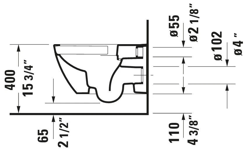 Duravit 222209 Happy D.2 Wall-Mounted Toilet White - Imagem 2 de 4