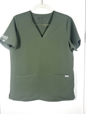 FIGS Casma Scrub Top Green Medium V Neck Technical Collection