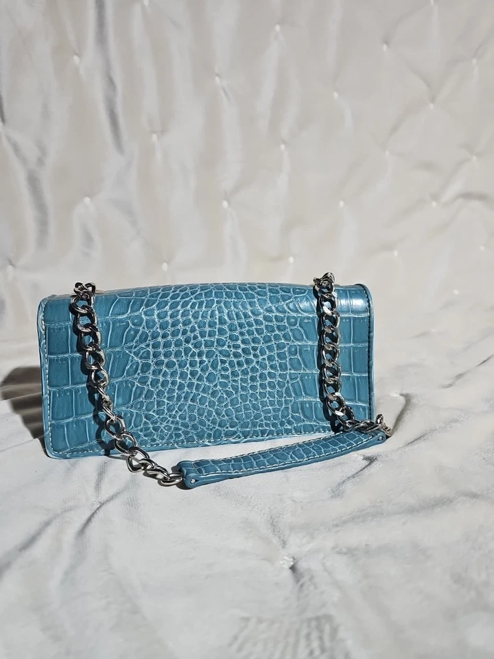 Bolso de Mano Liz Claiborne Turquesa Cuero Genuino Vintage Años 90 9”x5”x3’5#332 Foto 3 de 4