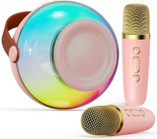 Mini Karaoke Machine for Kids Adults, Portable Bluetooth Speaker with 2 Wireless