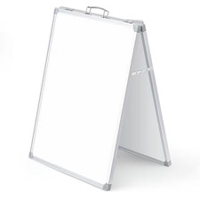 Portable Foldable Double Sided Dry Erase Whiteboard with Stand, Metal Handle, Ad