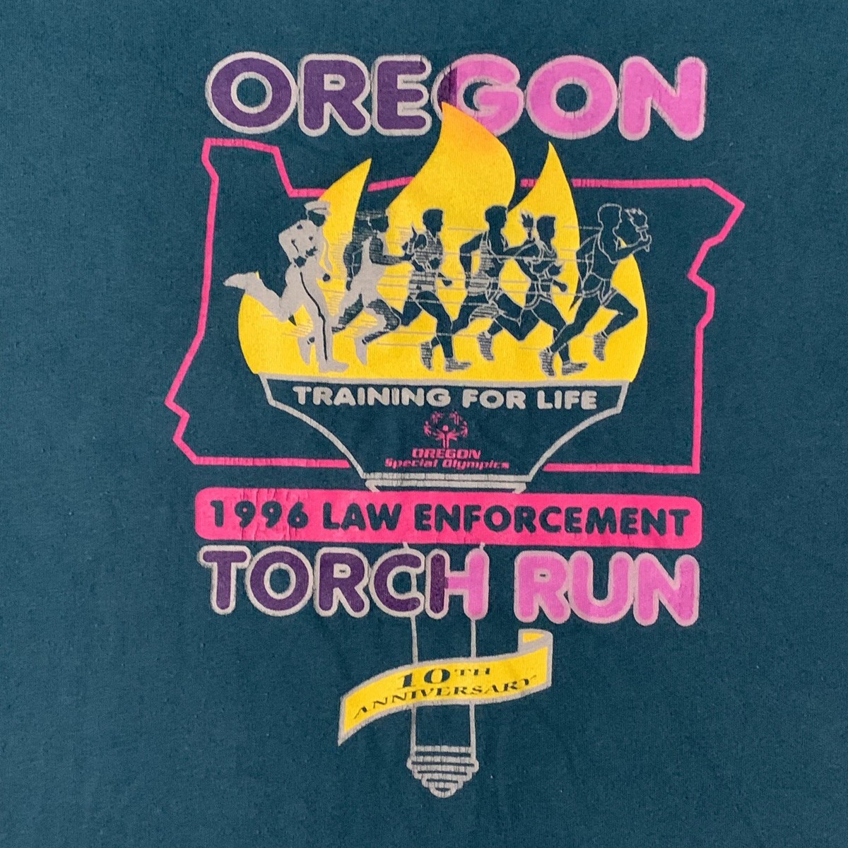 Vintage Jerzees XXL T Shirt Oregon 1996 Law Enforcement Run Short