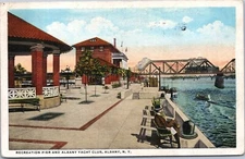 Train Bridge Albany New York NY Pier Yacht Club Boat Dock View 1924 Postcard