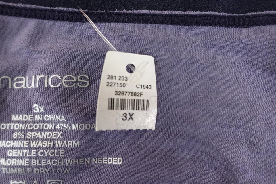 Maurices 女式 3X 码海军蓝条纹棉混纺比基尼内裤全新带标签 — 第 4/4 张图片