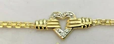 New 14k Solid Gold Heart with 'HEART’ Genuine  Diamond Anklet #702y