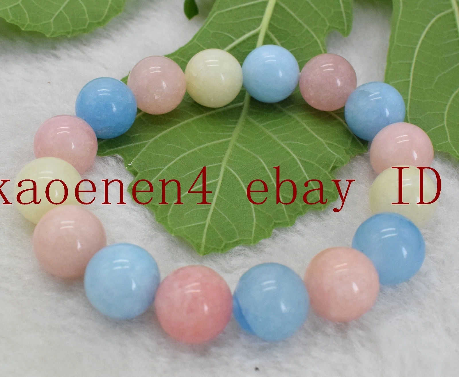 VALENTINO Bracciali moda 12 mm multicolore morganite perline rotonde pietre preziose 7 5 pollici