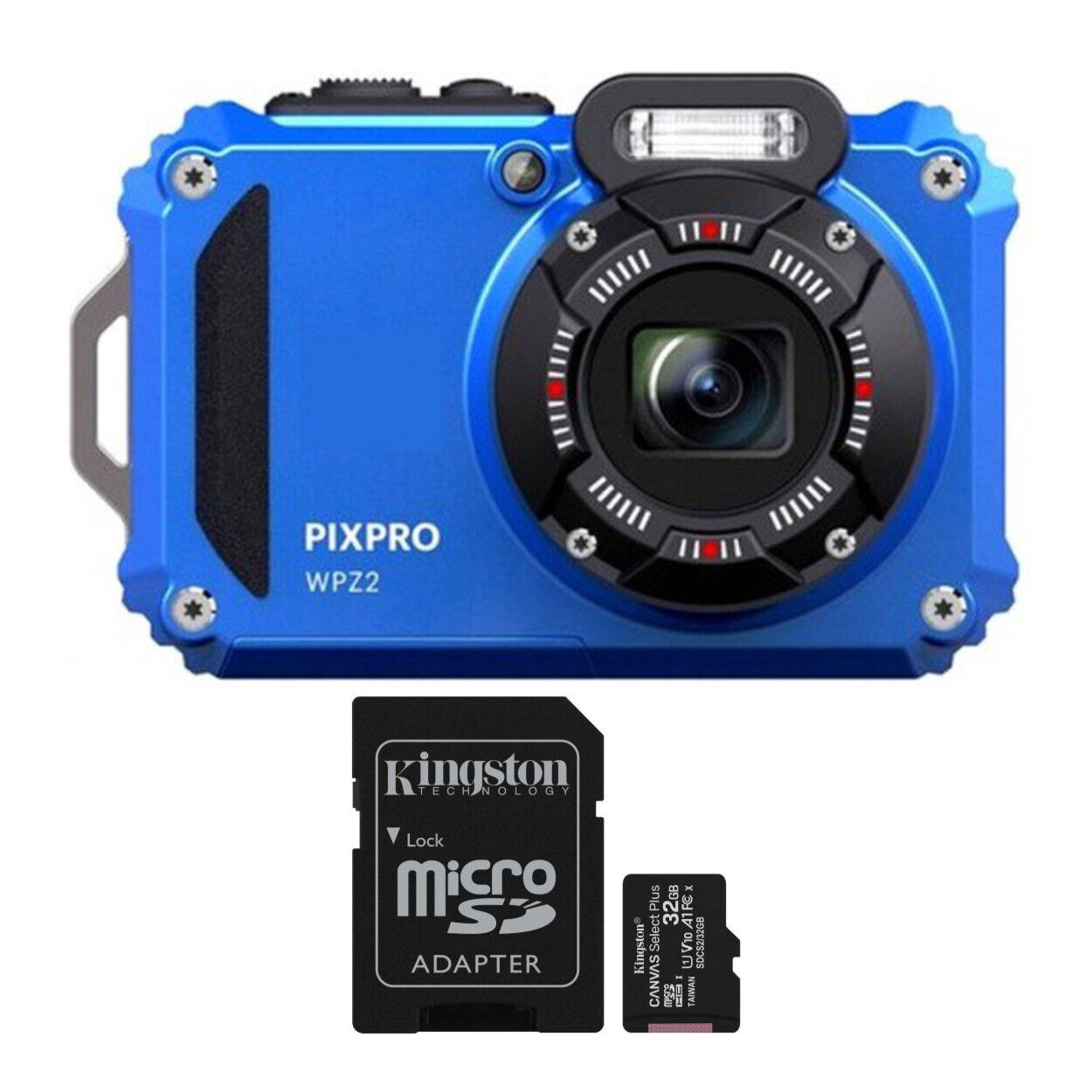 Kodak PIXPRO WPZ2 Rugged Waterproof 16MP Digital Camera Blue Bundle