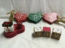 Three Wood "JOY" decorations 