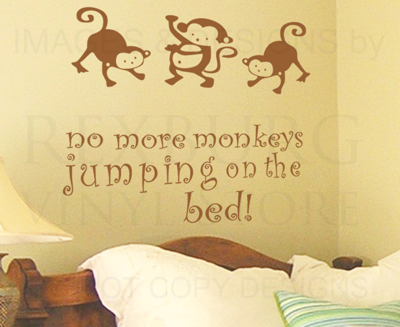 No More Monkeys Jumping on the Bed Large Wall Art Vinyl Decal Sticker B34