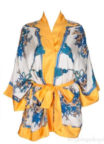 GUCCI Yellow & Blue Floral Printed Kimono Tunic Ti