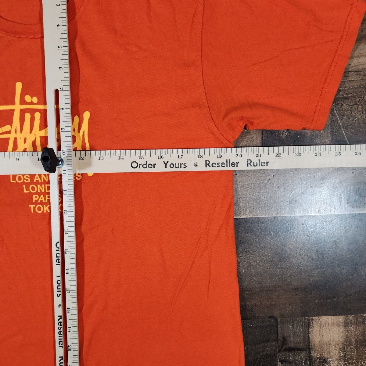 Vintage Stussy T-Shirt Mens Size Medium Orange World Tour Vintage Stussy T-Shirt Mens Size Medium Orange World Tour