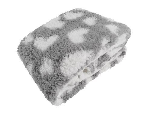 Fluffy Living Blanket Blanket 150 x 200 cm Hearts Grey-White - Picture 1 of 4