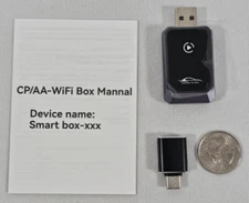 Mini Wireless CarPlay Adapter Plug & Play Low Latency Convert Wired USB-A USB-C