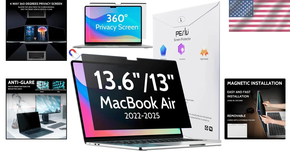 Easy Install Magnetic Privacy Screen Protector for MacBook Air 13.6 - Anti-Spy - Image 2 of 4
