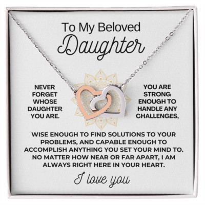 To My Daughter linked hearts Necklace Meaningful Gift FOR birthday graduation